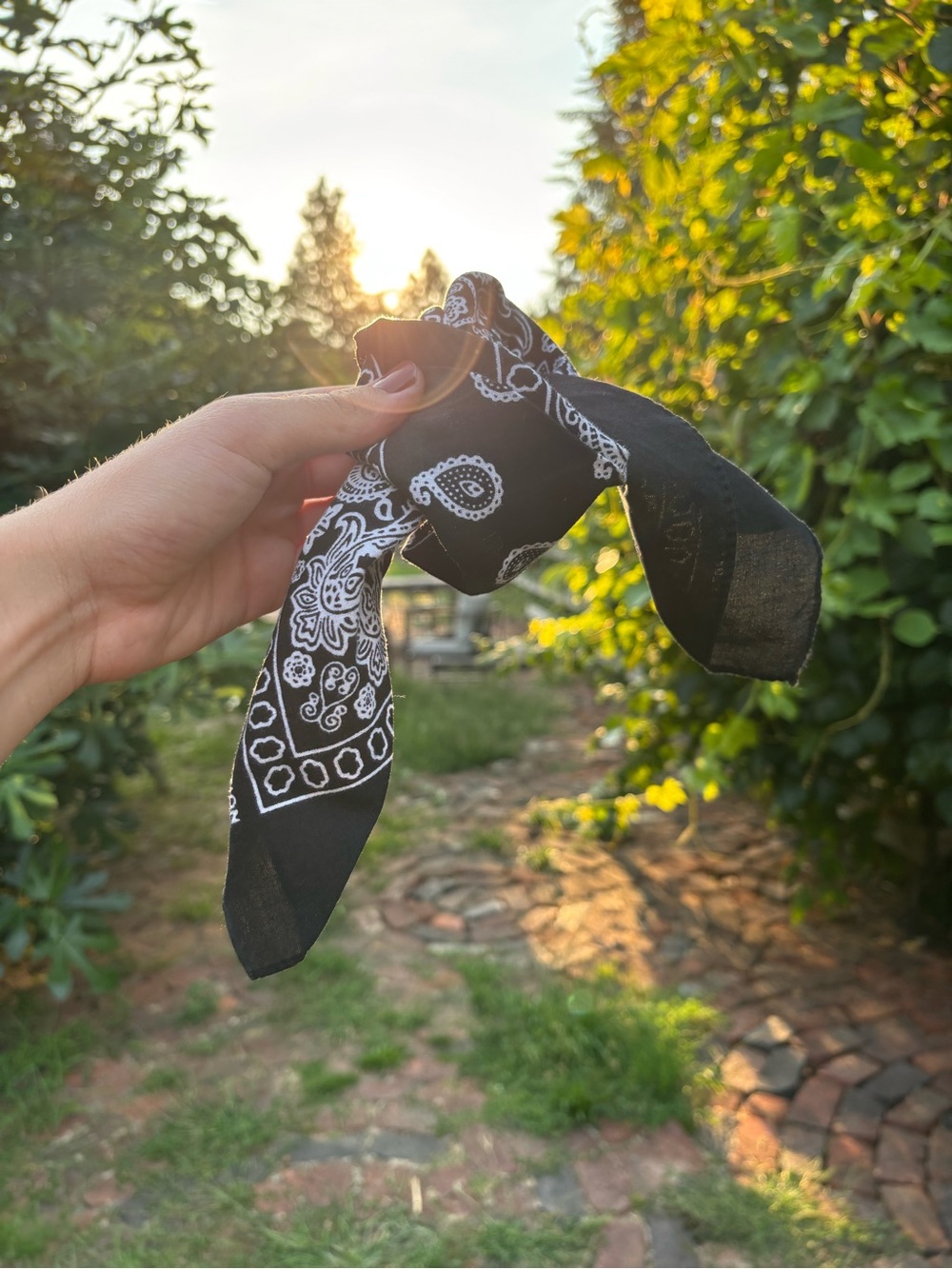 100% Cotton Black Paisley Bandana Scarf - Classic Women's Accessory